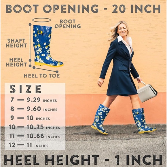 Wide Calf Rubber Rain Boots Wide Foot and Ankle up to 20 Inch Calf - Picture 4 of 8